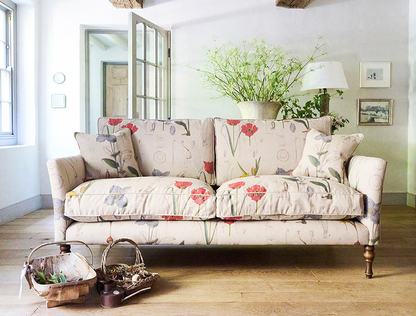 Brunel 3 seater sofa in Spill Resistant RHS Lilian Snelling Design